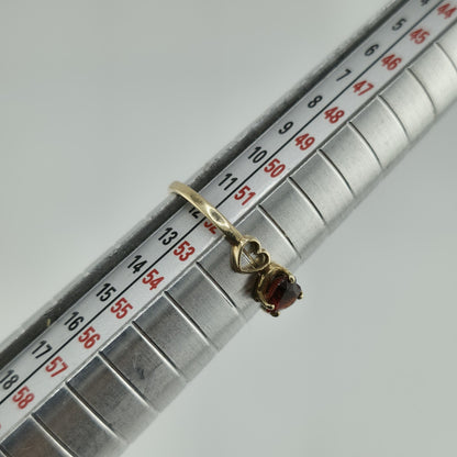 10K Yellow Gold Ring Band Red Garnet Rhodolite Heart Stones June size 6
