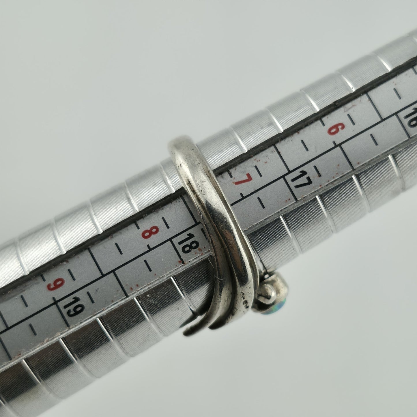 925 Sterling Silver V Shape White Lab Opal Silver Chevron Rings 8.25