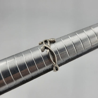 925 Sterling Silver Ring Olive Leaf Style Band 6 laurel branch design