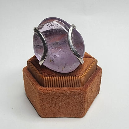 Vintage Bali Amethyst Chunky Ring 950 Silver Modernist Statement Size 9