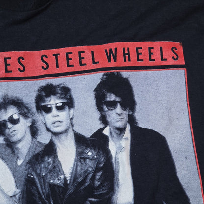 Vintage 1989 Rolling Stones Steel Wheels Tour Shirt Mens Medium Black 50/50 USA Brockum