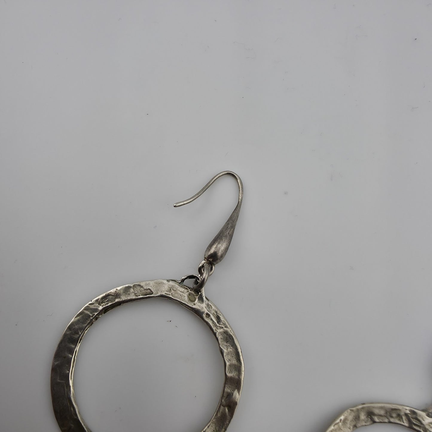 Sterling Silver Earrings Hammered Textured Hoops Dangle Freshwater Pearls 925