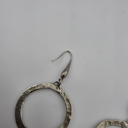 Sterling Silver Earrings Hammered Textured Hoops Dangle Freshwater Pearls 925