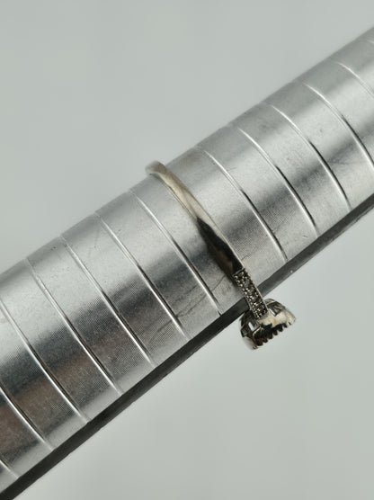 925 Sterling Silver Ring Clear CZ Stone Rectangle Cut Size 10 Stackable