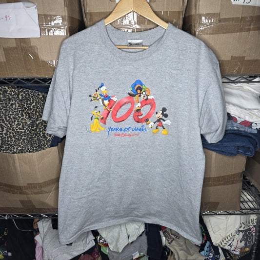 Disney Shirt Mens Large Gray World 100 Years of Magic Mickey Goofy Puto Vintage