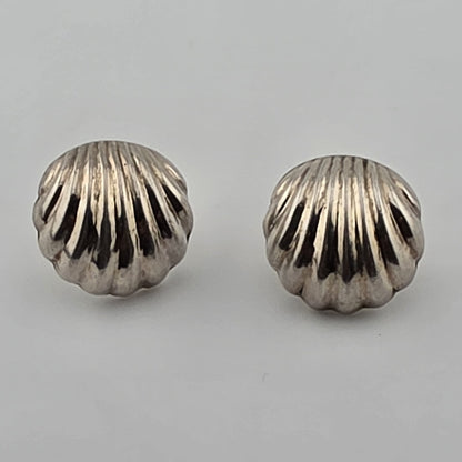 Vintage Earrings Oxidized Sterling Silver 925 Shell Puffy ND 80s 90s