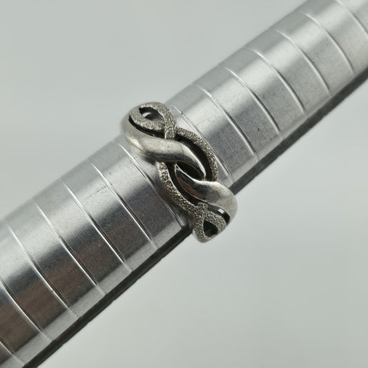 Vintage Sterling Silver Ring  925 Intertwined Design Size 7.5