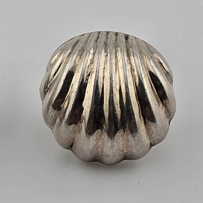 Vintage Earrings Oxidized Sterling Silver 925 Shell Puffy ND 80s 90s
