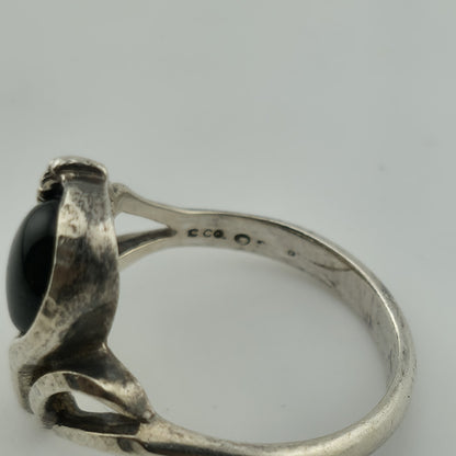 COLEMAN CO Sterling Silver And 12K Yellow, Rose Gold Natural Black Onyx 5.50 VTG