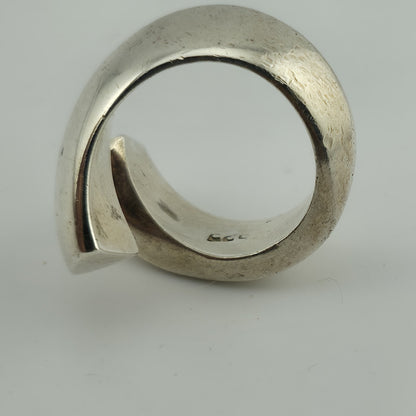 Vintage Ring Sterling Silver Modernist Bypass Size 7 Bold Abstract MCM 925