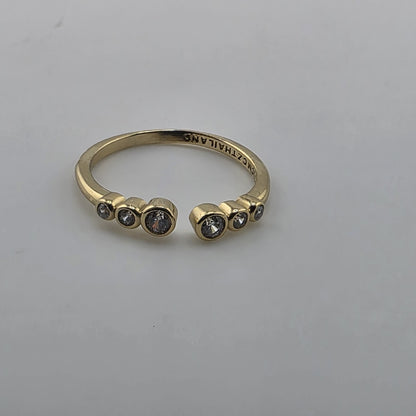 Gold Plated 925 Sterling Silver CZ Adjustable Ring Dainty Stackable Open Band