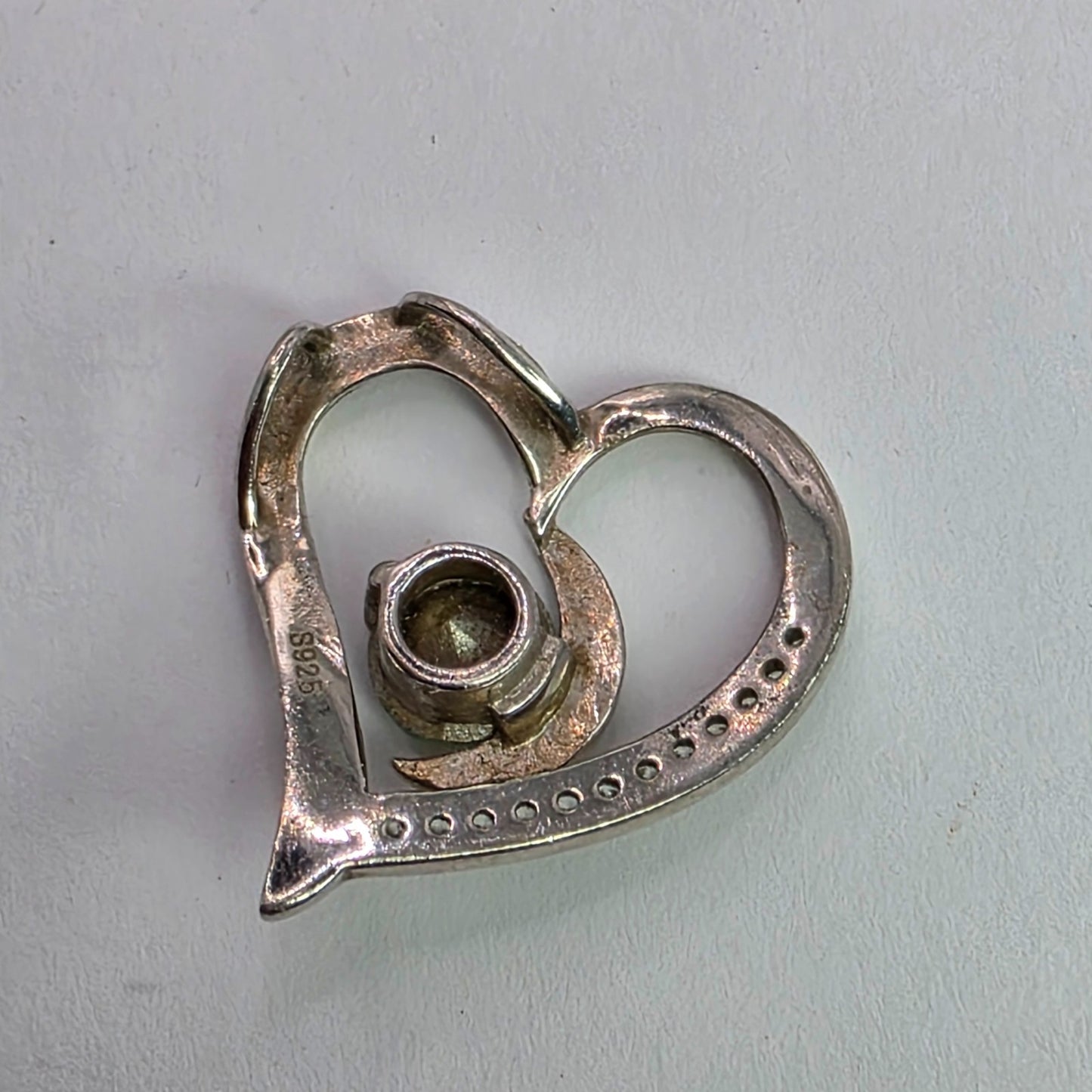 I Love You to The Moon and Back 925 Sterling Silver Heart Pendant CZ August