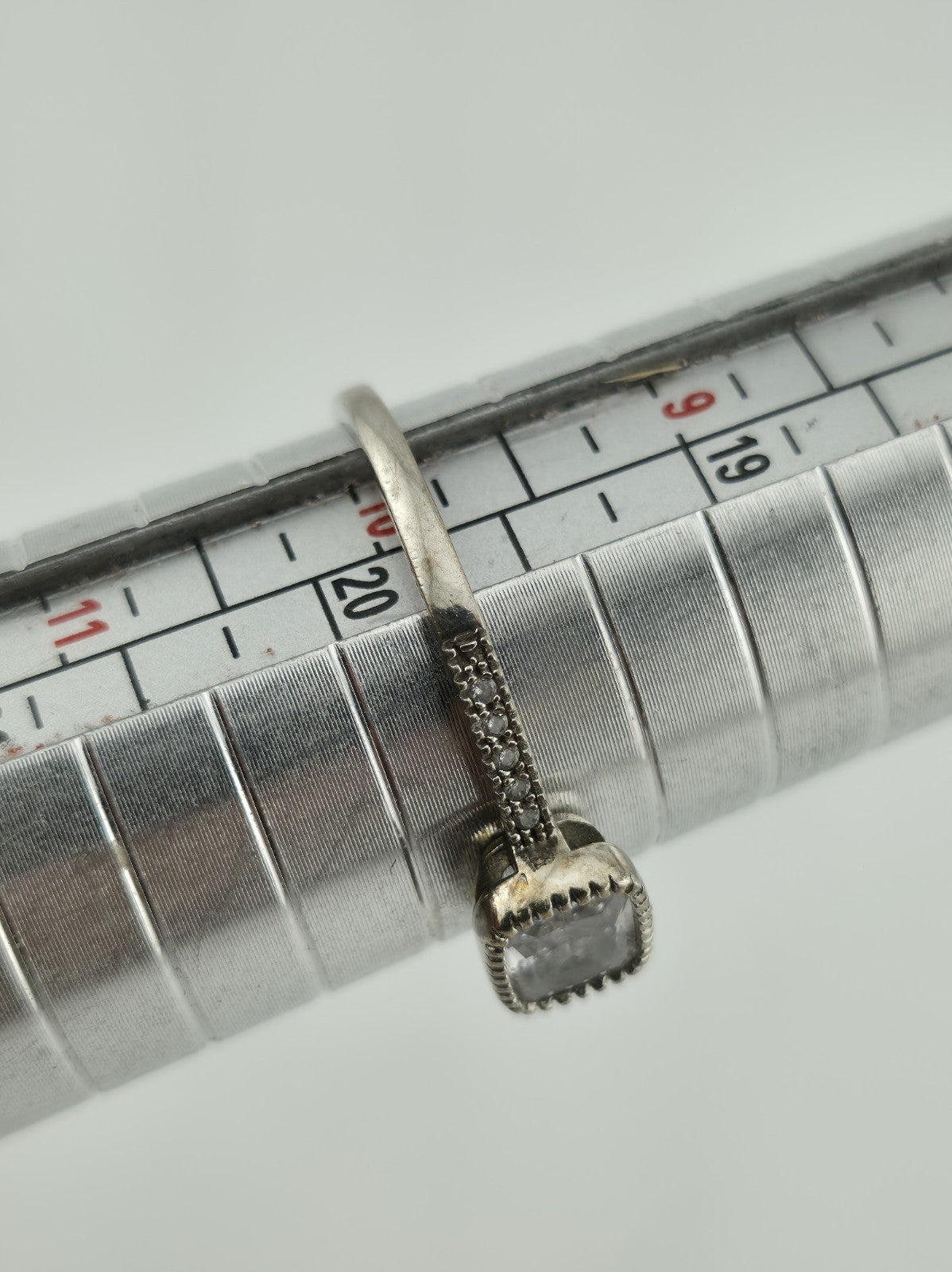 925 Sterling Silver Ring Clear CZ Stone Rectangle Cut Size 10 Stackable