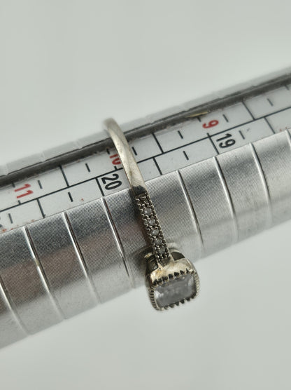 925 Sterling Silver Ring Clear CZ Stone Rectangle Cut Size 10 Stackable