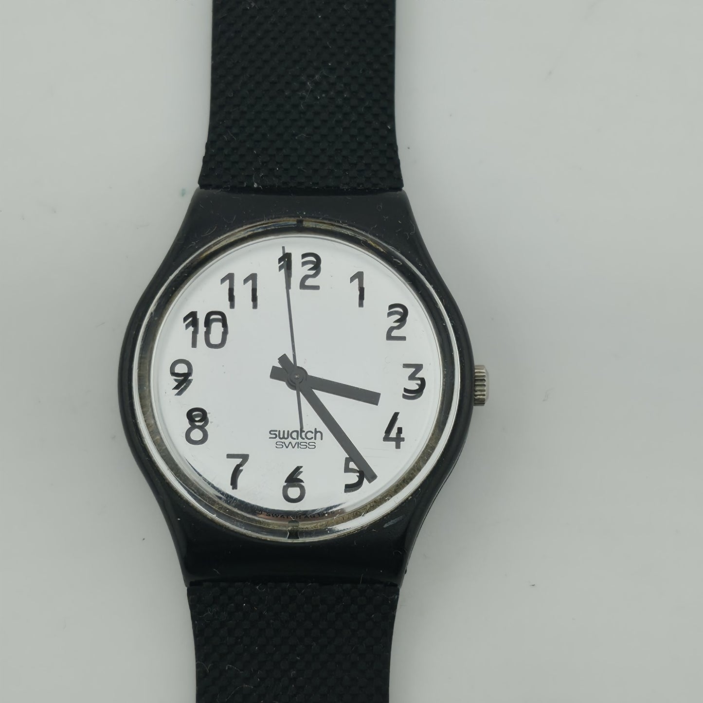Swatch Watch Mirror Dial Gent Unisex Black Vintage 1995 Working New Battery