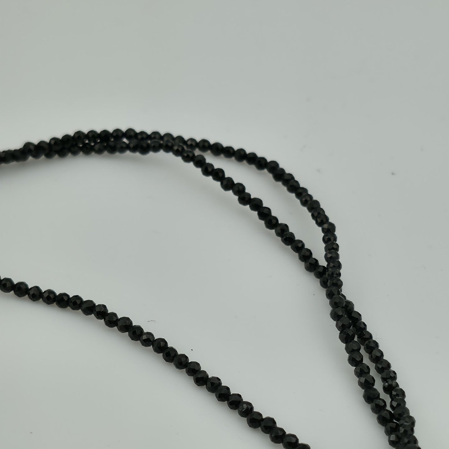 Thai Black Spinel Bead Necklace 3-Layer Necklace in 925 Sterling 18 in 55 ctw