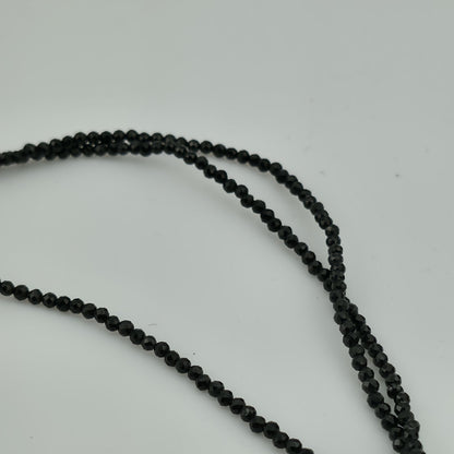 Thai Black Spinel Bead Necklace 3-Layer Necklace in 925 Sterling 18 in 55 ctw