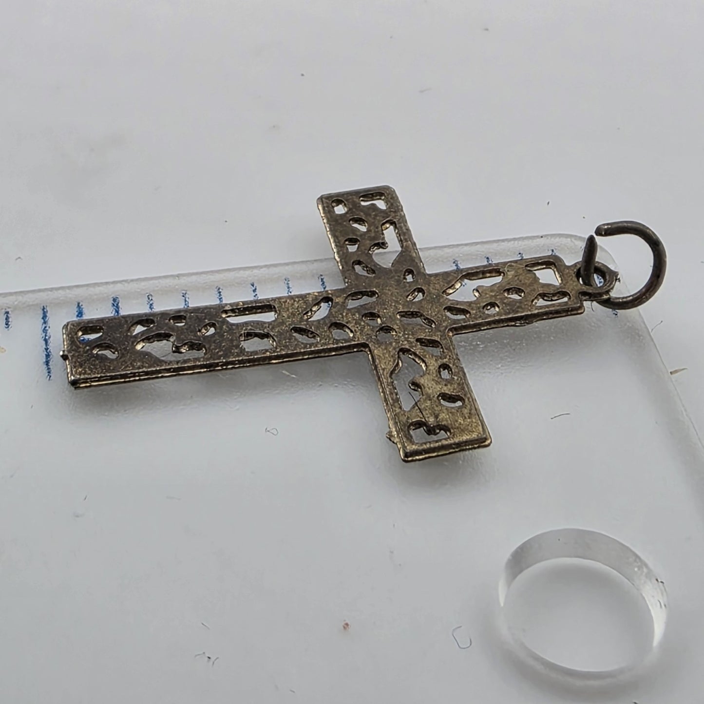 Sterling Silver Filigree Cross Pendant .75" Dainty Cute Floral Christianity Cath