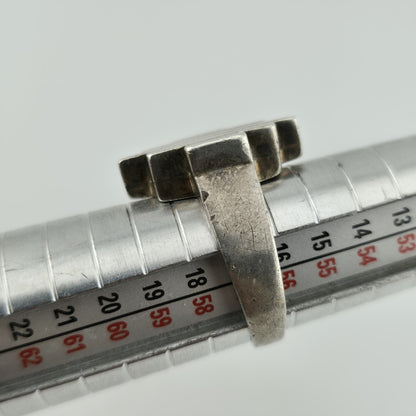 Sterling Silver Ring Mid Century Brutalist Abstract Native M.R Mexico Size 8