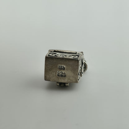 Sterling Silver Pendant Vintage Scroll Treasure Box  .925 Vintage
