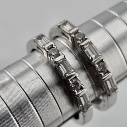 Estate Baguette & Round Colorless Stone Wedding Band  Stack Incomplete Sz 7.5