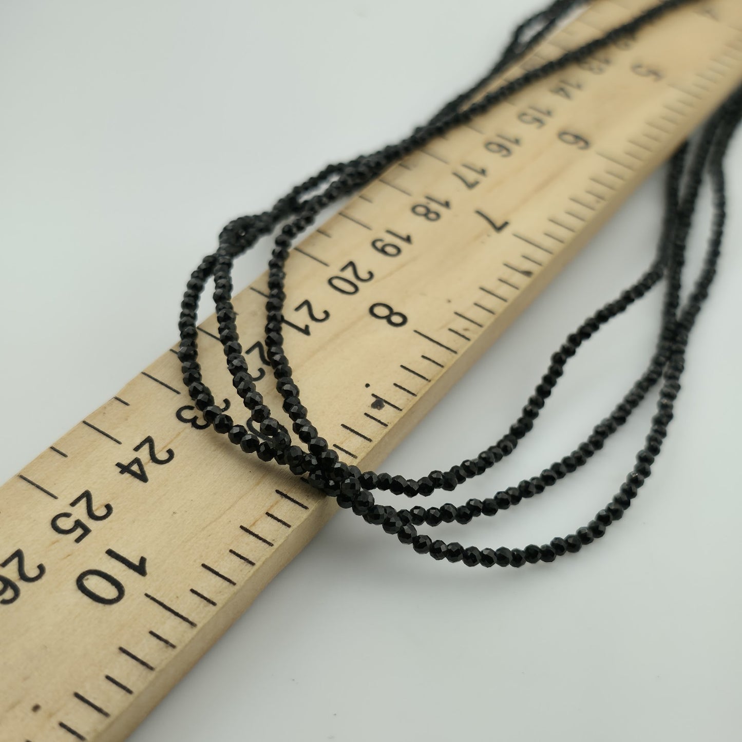 Thai Black Spinel Bead Necklace 3-Layer Necklace in 925 Sterling 18 in 55 ctw