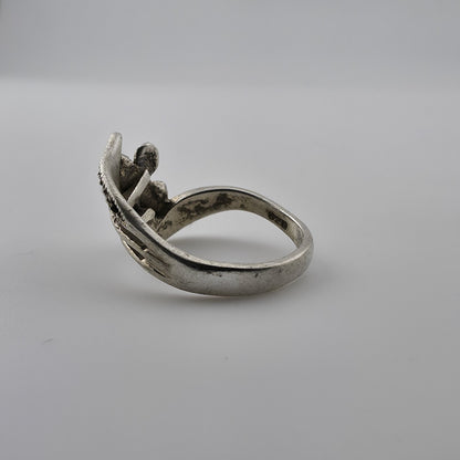 Sterling Silver Marcasite Flower Ring Size 5.5 Dainty Feminine Missing Stones