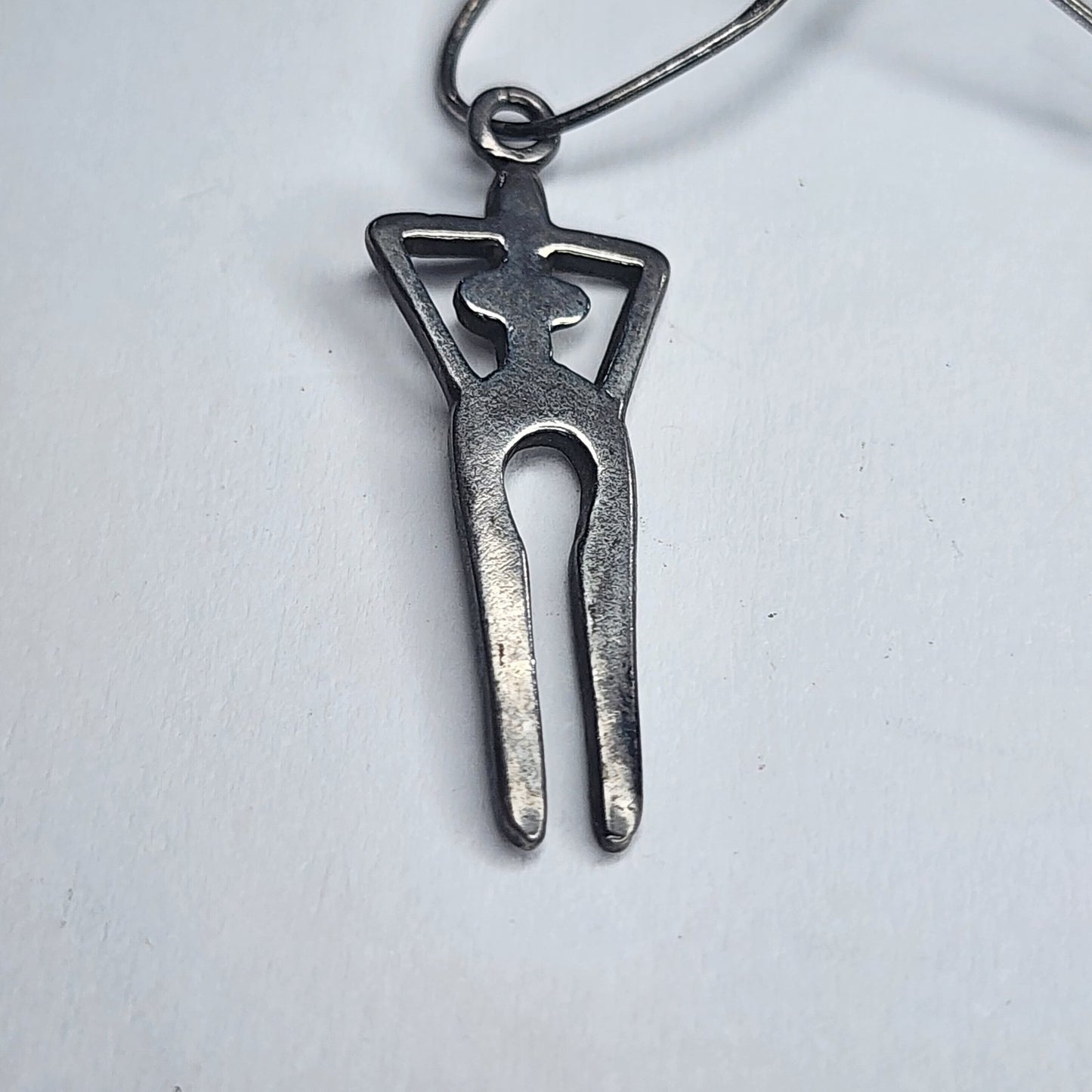 925 Sterling Silver Earrings Abstract Human Figure Unique Artisan Dangle Vintage