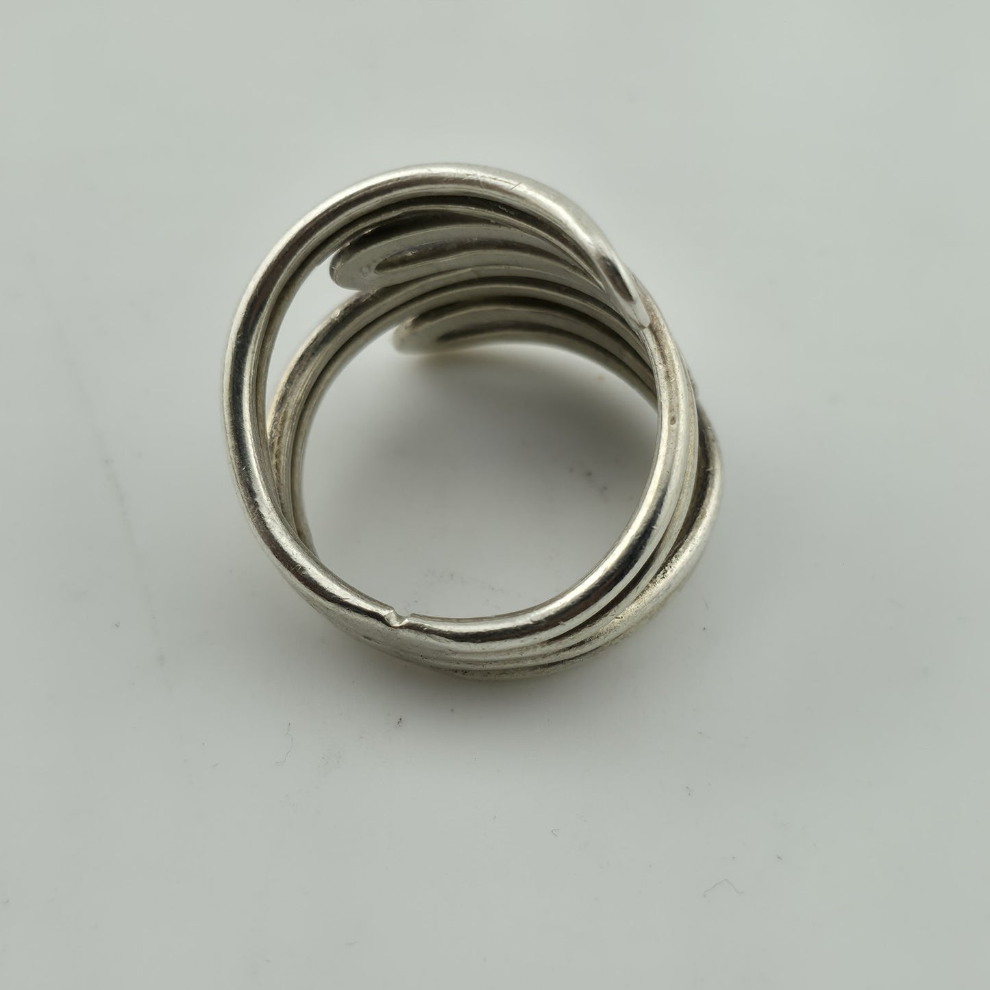 MAZE Ring Sterling Silver Bold MODERN Abstract Loop Wide Art Deco 925 Size 8