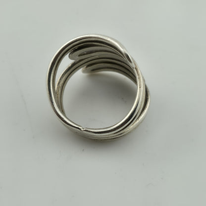 MAZE Ring Sterling Silver Bold MODERN Abstract Loop Wide Art Deco 925 Size 8