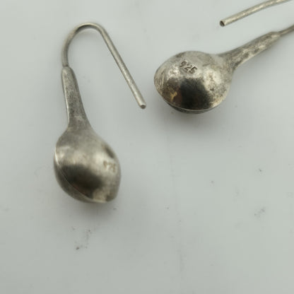 Vintage  925 Sterling SIlver  Teardrop  Pierced Earrings