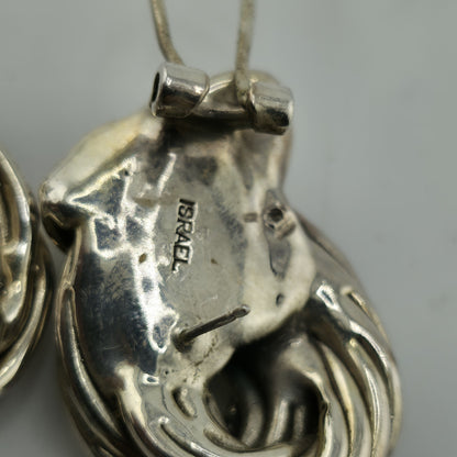 Israel Earrings Electro Form Sterling Silver 925 Puff Vintage Patina Abstract