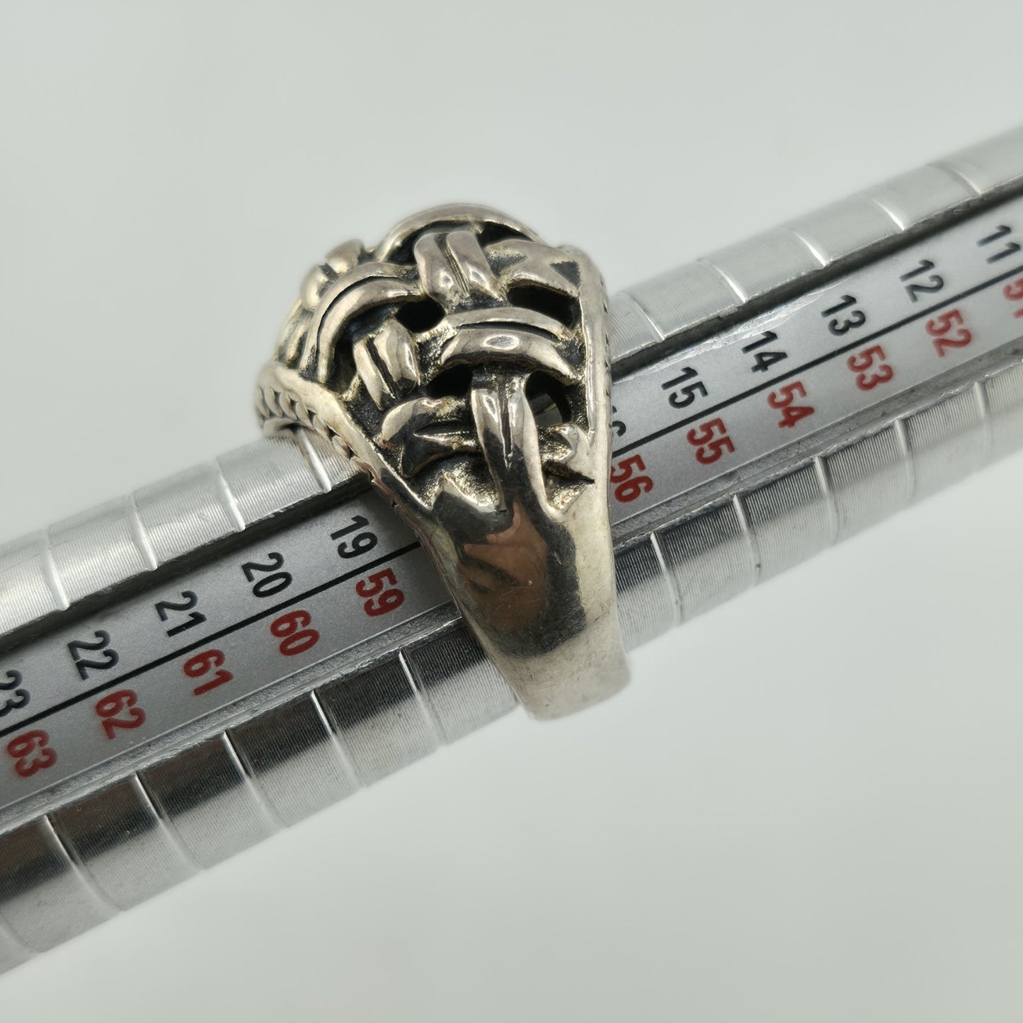 STERLING SILVER Ring 925 BYZANTINE DOME BRAIDED  Abstract Puff BAND Vintage 8