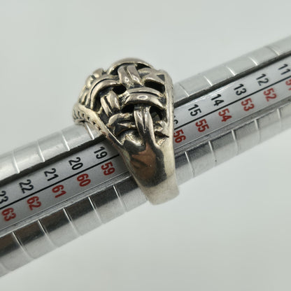 STERLING SILVER Ring 925 BYZANTINE DOME BRAIDED  Abstract Puff BAND Vintage 8