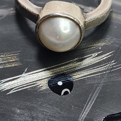 Solitaire Ring Natural Freshwater Pearl Size 5.25 925 Sterling Silver Vintage