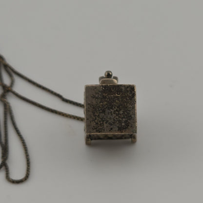 Vintage Sterling Silver Prayer Box Charm Pendant Cross Christian 925 16" Necklac
