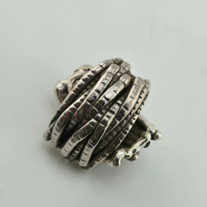 925 Sterling Silver Earrings Vintage Modernist Hollow Puff Abstract Israel Rare