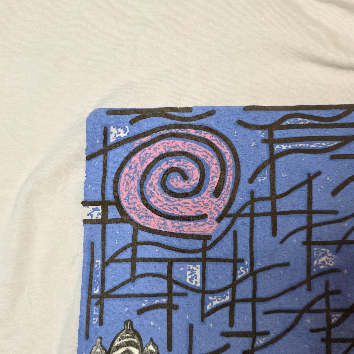 Paris Fran’s Eiffel Tower Art City Shirt Mens Medium White Abstract Vintage