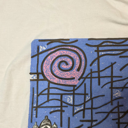 Paris Fran’s Eiffel Tower Art City Shirt Mens Medium White Abstract Vintage