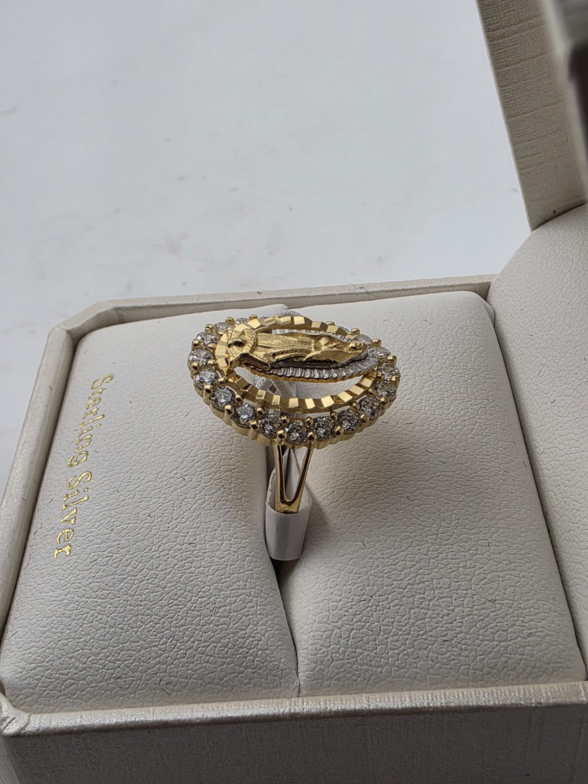 Cynthia Rowley Sterling Silver 925 Madonna Ring 8 Catholic Christian Oval BG New