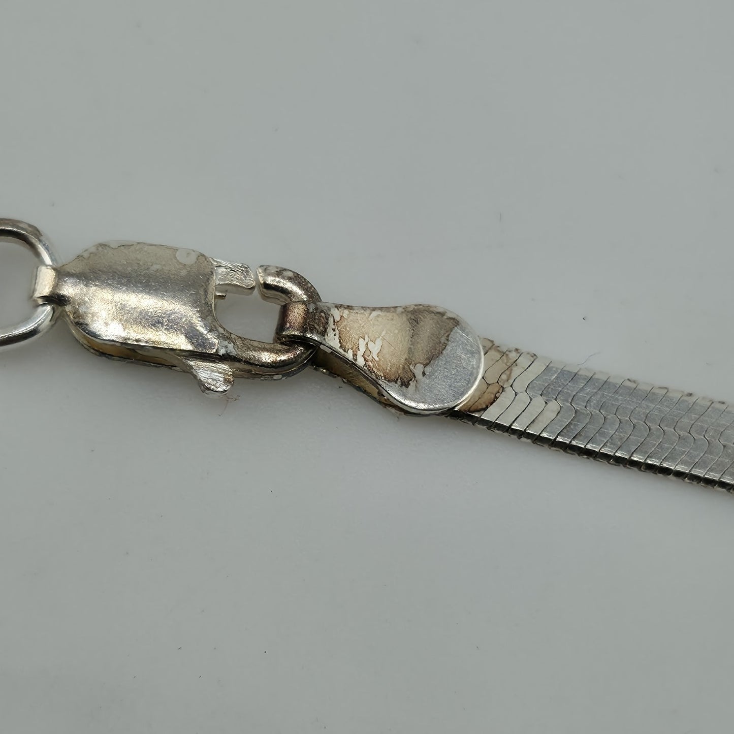 Italy 925 Sterling Silver Herringbone Chain 17” 3mm Lobster Clasp Necklace