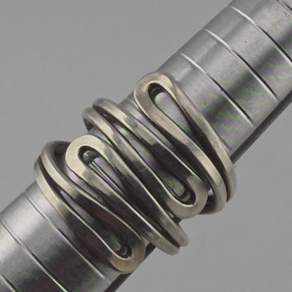MAZE Ring Sterling Silver Bold MODERN Abstract Loop Wide Art Deco 925 Size 8