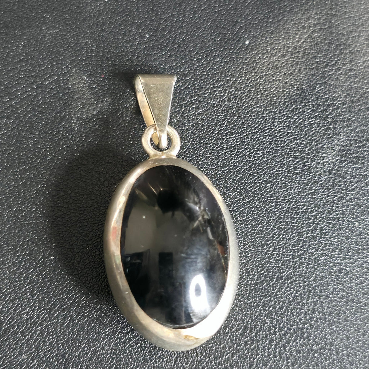 Sterling Silver Reversible Pendant Black Onyx / Brown Patterned Stone 43.9mm