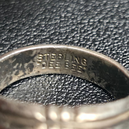 Vintage 925 Sterling Silver Military US Army Eagle Crest Signet Ring Sz 8.5 Dee Bee