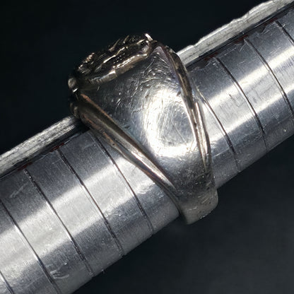 Vintage 925 Sterling Silver Military US Army Eagle Crest Signet Ring Sz 8.5 Dee Bee