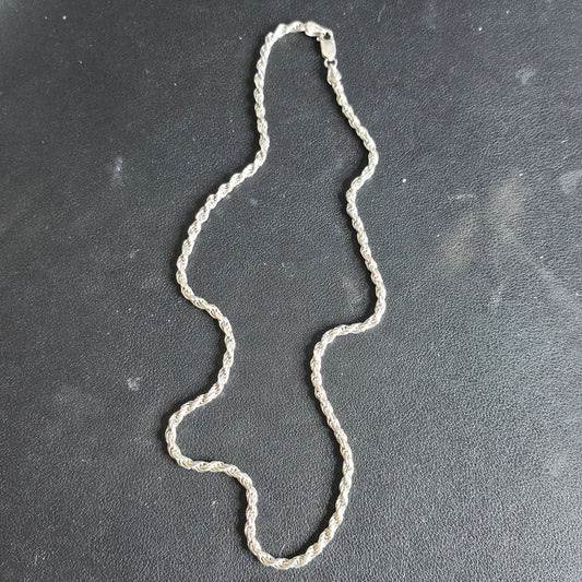 Sterling Silver Rope Chain Necklace 20" 23.6g