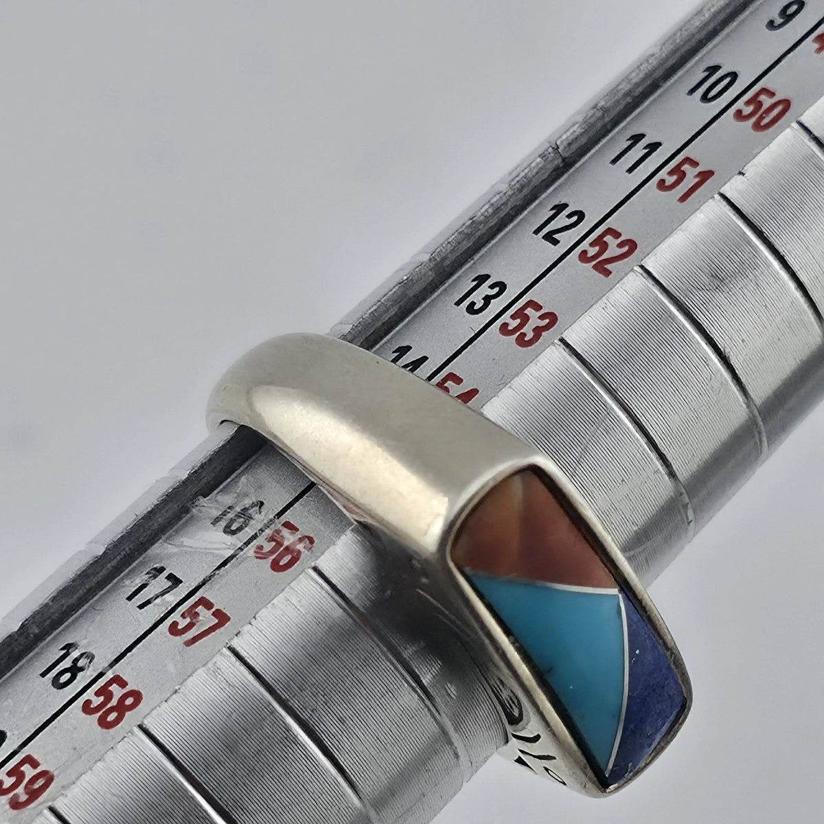 Carolyn Pollack Relios Sterling Silver Inlay Ring Size 7 Lapis Turquoise Coral