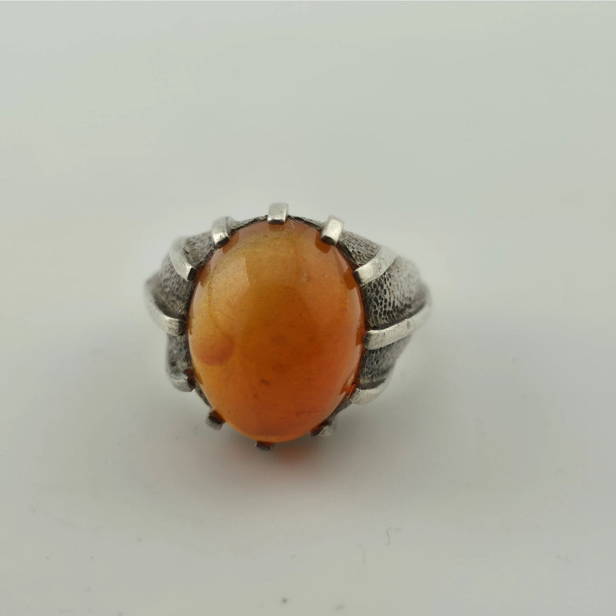 Vintage 925 Sterling Silver Carnelian Cocktail Ring Size 6 Gothic Jewelry