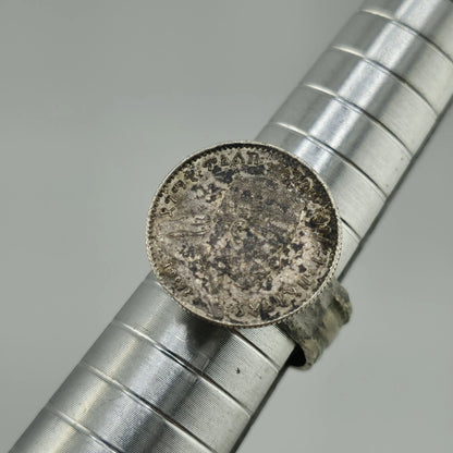 Antique Ethiopia Menelik II Birr Silver Coin Ring Size 6.25 Handmade Ethiopian