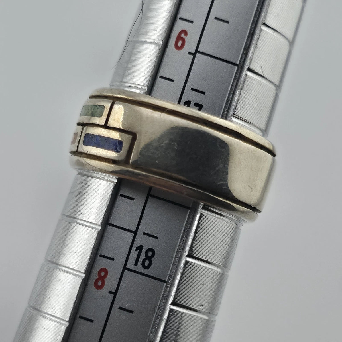 Waldeck Johnson 925 Sterling Silver Inlay Band Ring Size 7 Native American